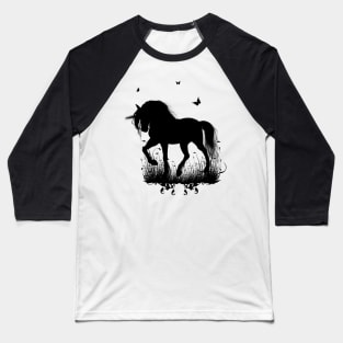 Beautiful unicorn with flying dragon in the sky Baseball T-Shirt